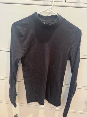 Free People Black Long Sleeve Mock Neck Top